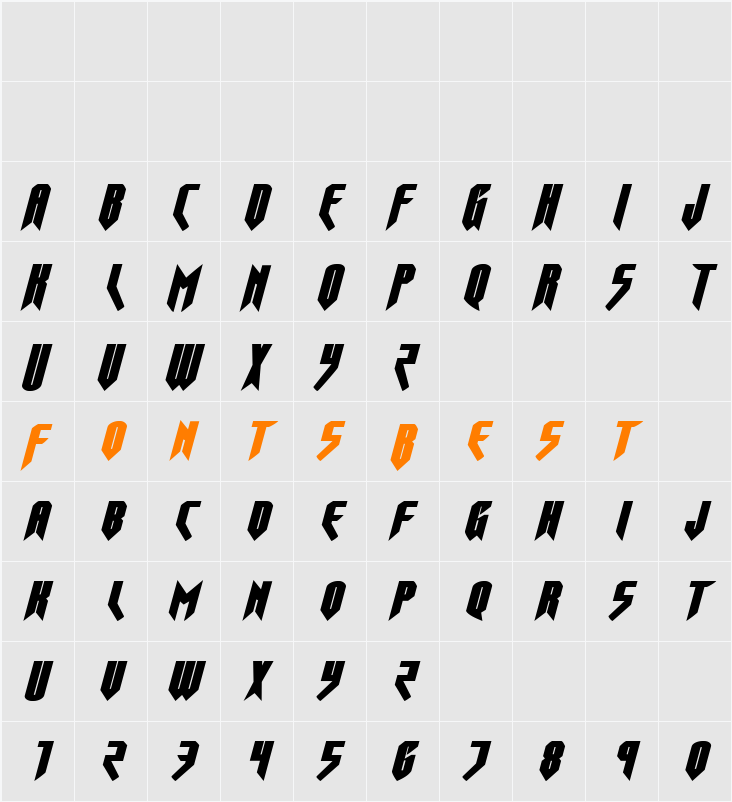 Opus Magnus Expanded Italic Character Map