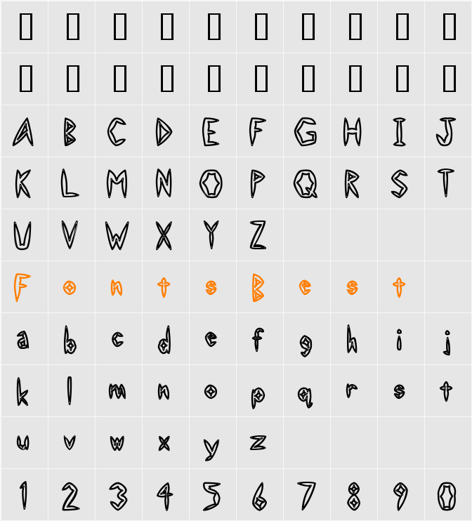 Slightly Hollow Character Map