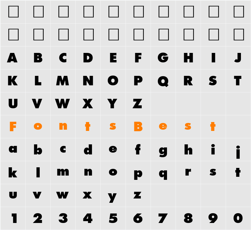 Futurist XtraHeavy Character Map
