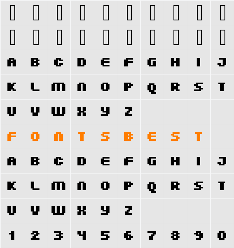 FFF Atlantis Bold Character Map