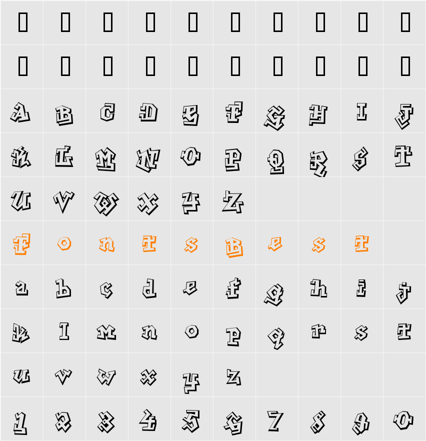 Graphitti Character Map