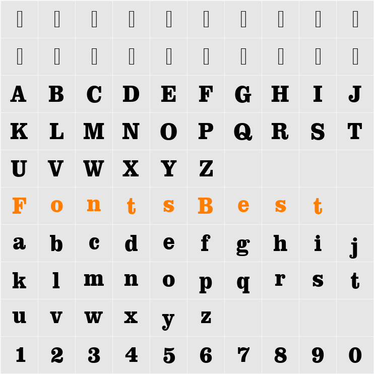 URWClarendonTExtNar Character Map