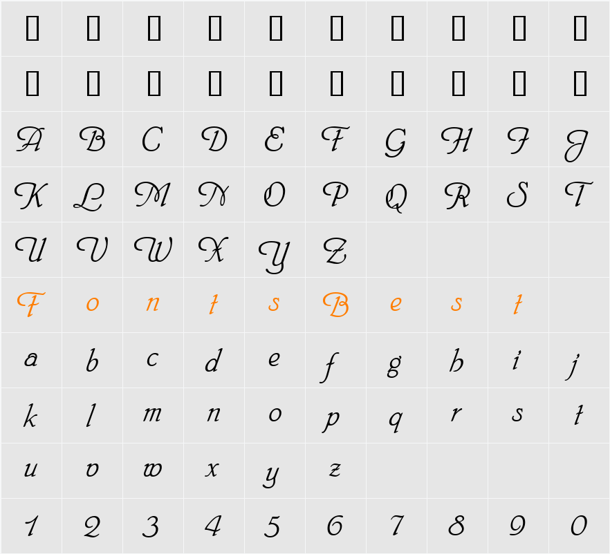 Heinrich Script Character Map