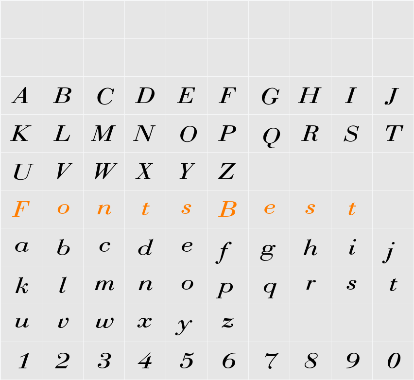 BodoniExt-Normal-Italic Character Map
