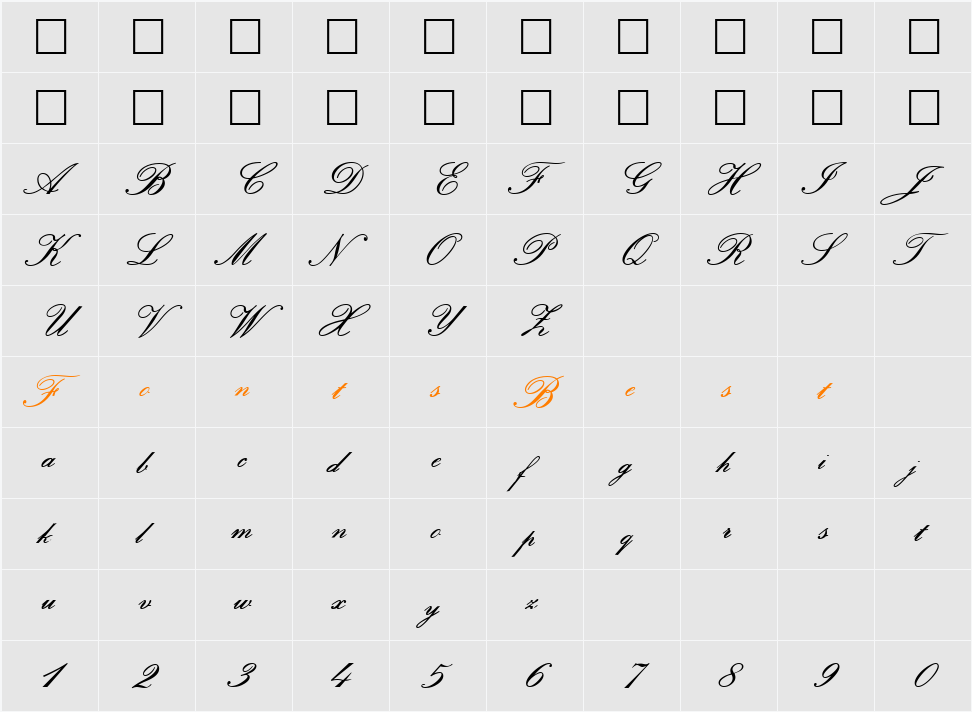 PallusScript Character Map