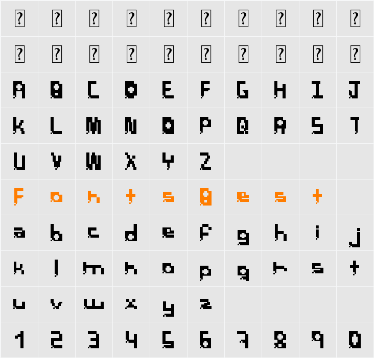 PixelBreack Character Map