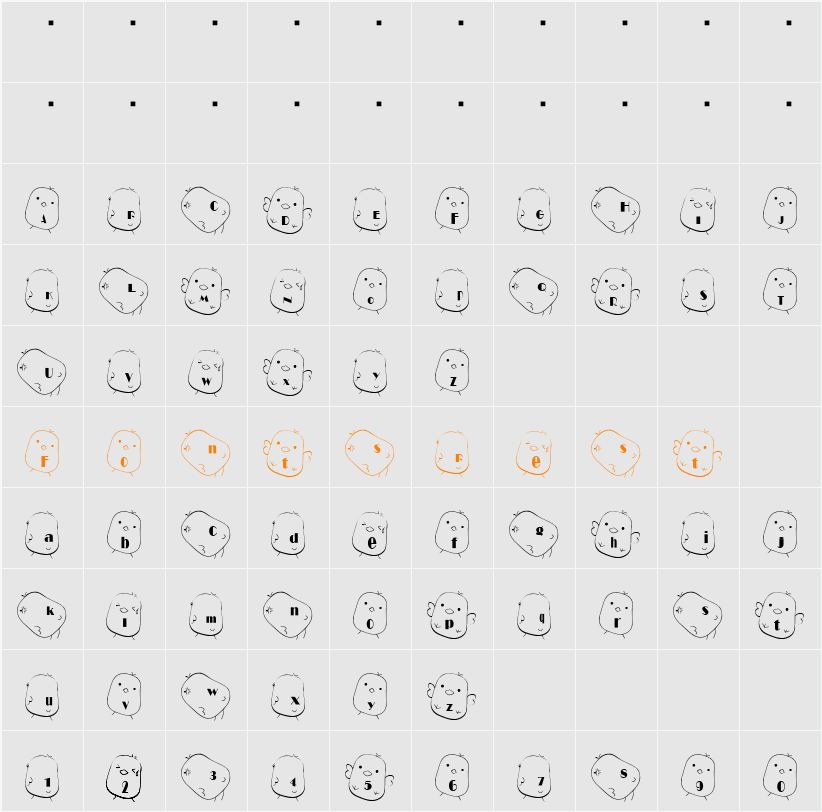hiyo Font Character Map
