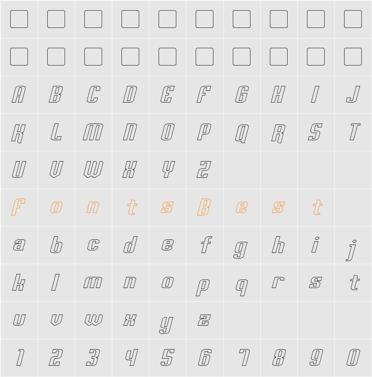 Palisoc Extended Hollow Character Map