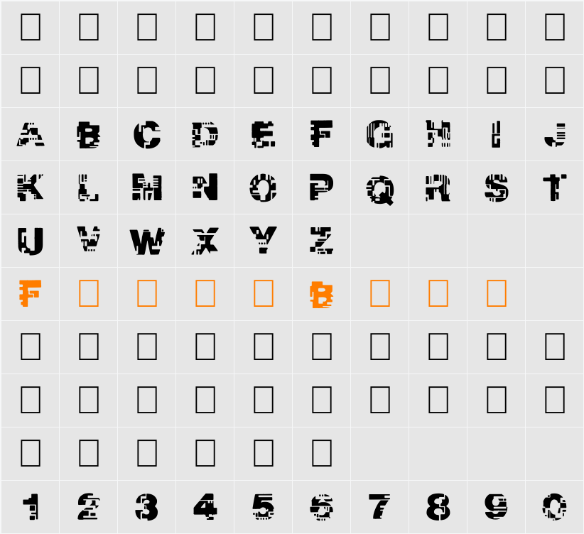 Real Tek Character Map
