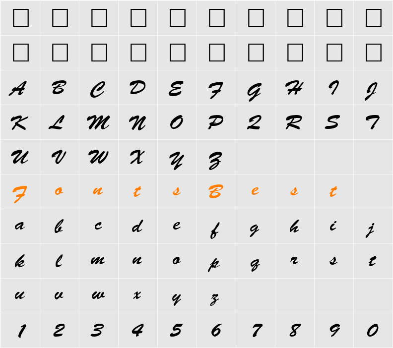 SwiftScript Character Map