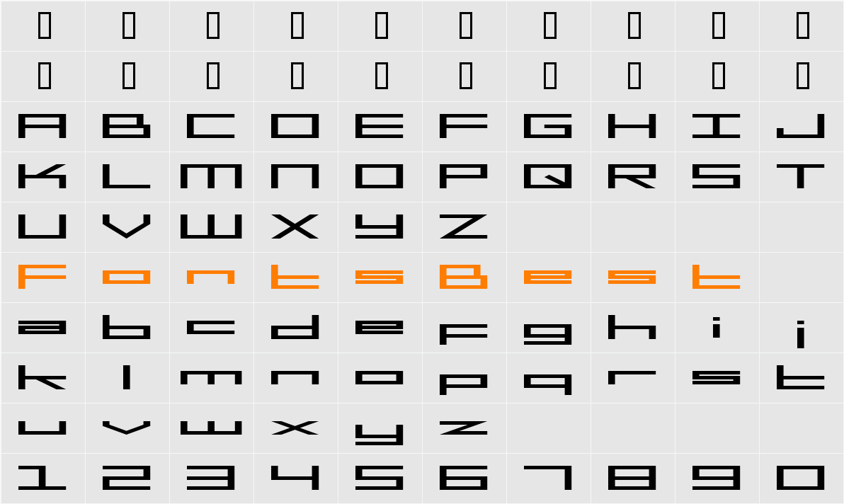 MGS2 Menu Character Map