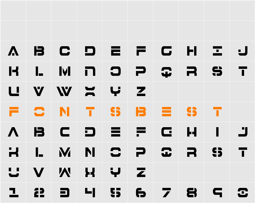 7th Service Condensed Character Map
