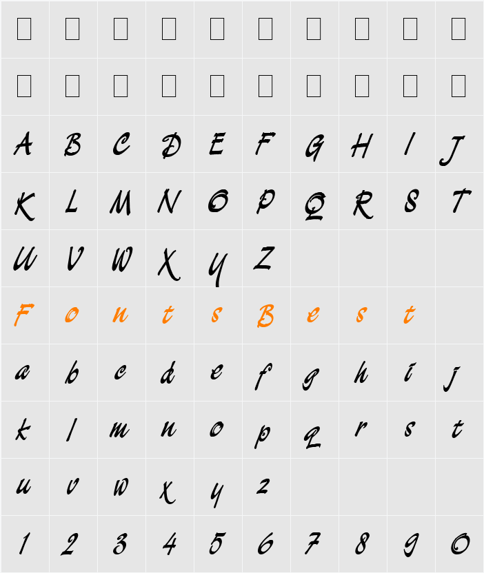 Demian Bold LET Character Map