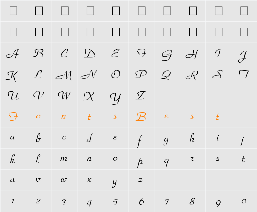 Waldorf Script Character Map