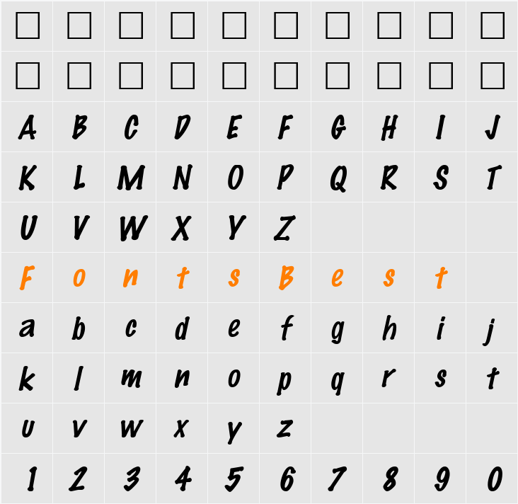 MarkingPen Character Map