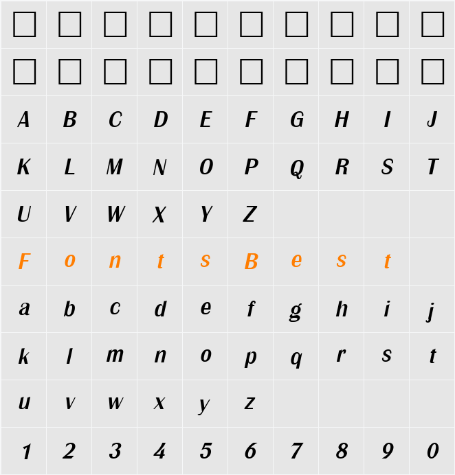 PSL-Pojamarn Character Map