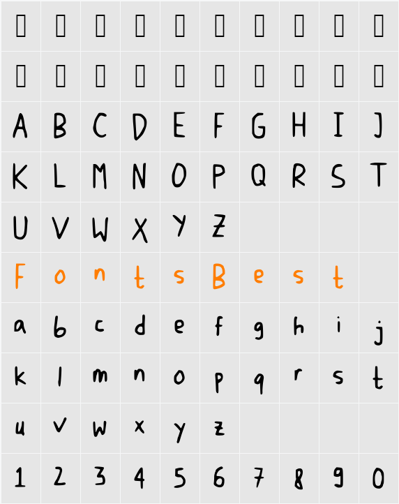 DicisHandwrite Character Map