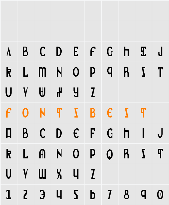Lionheart Condensed Character Map