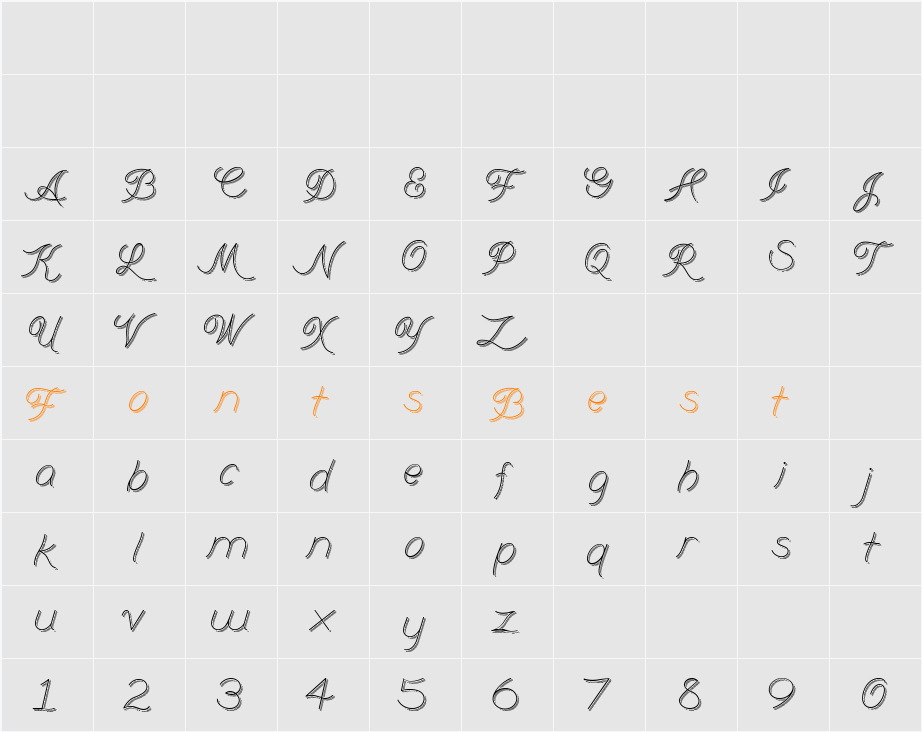 Branum Cursive Character Map