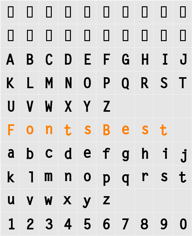 LetterGothic Character Map