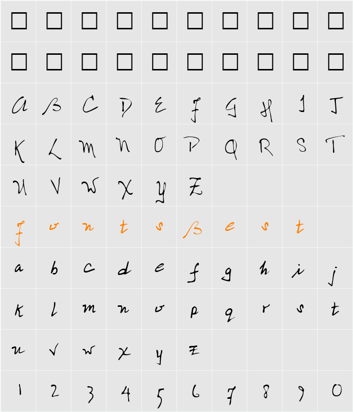 NolansHand Character Map
