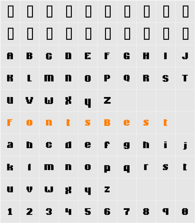 pixelblock Character Map