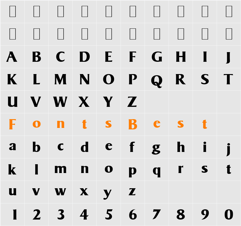 Sigvar-Serial-ExtraBold Character Map