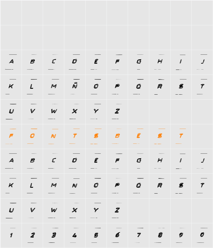 Secret Files Italic Character Map
