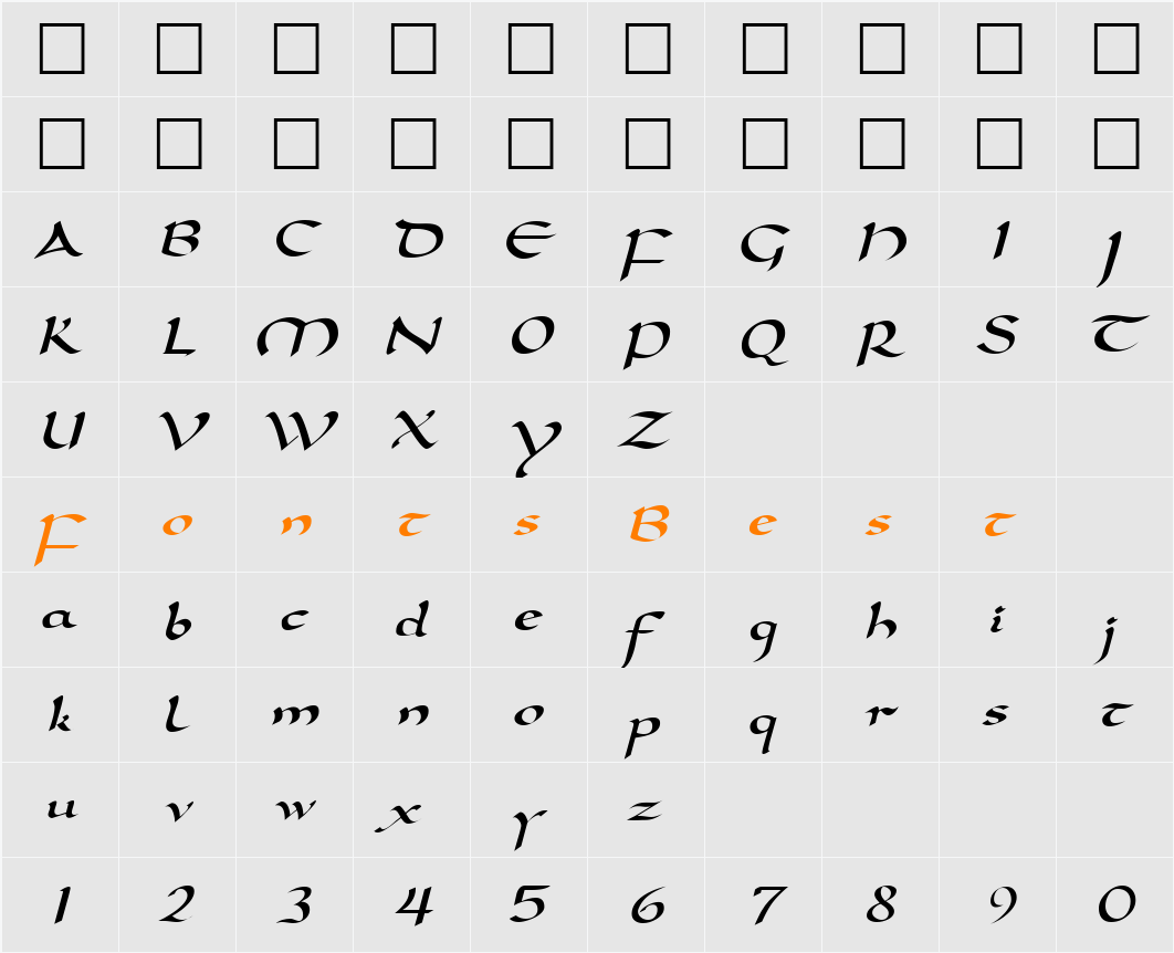 Dorita DB Character Map