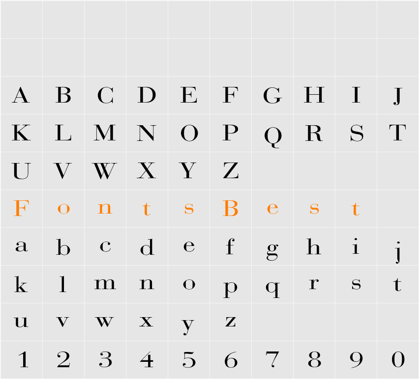 BodoniExt-Normal Character Map