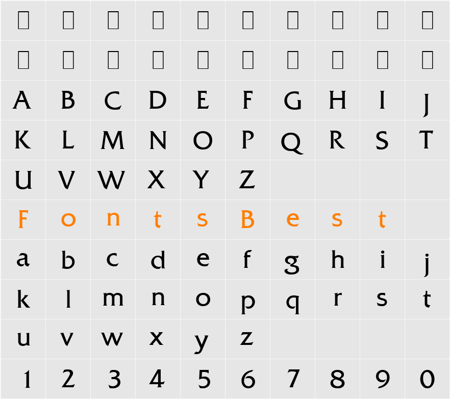 Quadrat-Serial-Light Character Map