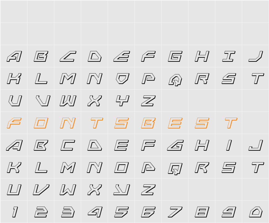 Neo-Navy 3D Italic Character Map