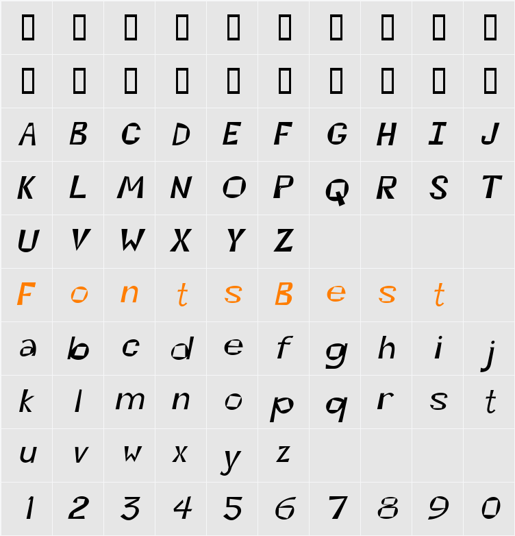 Kwirky Character Map