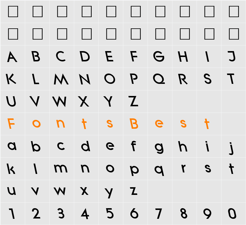 LitheLeftyExtrabold Character Map