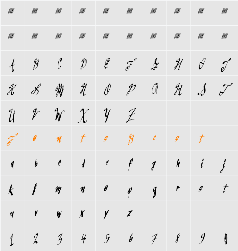GreatSails Character Map