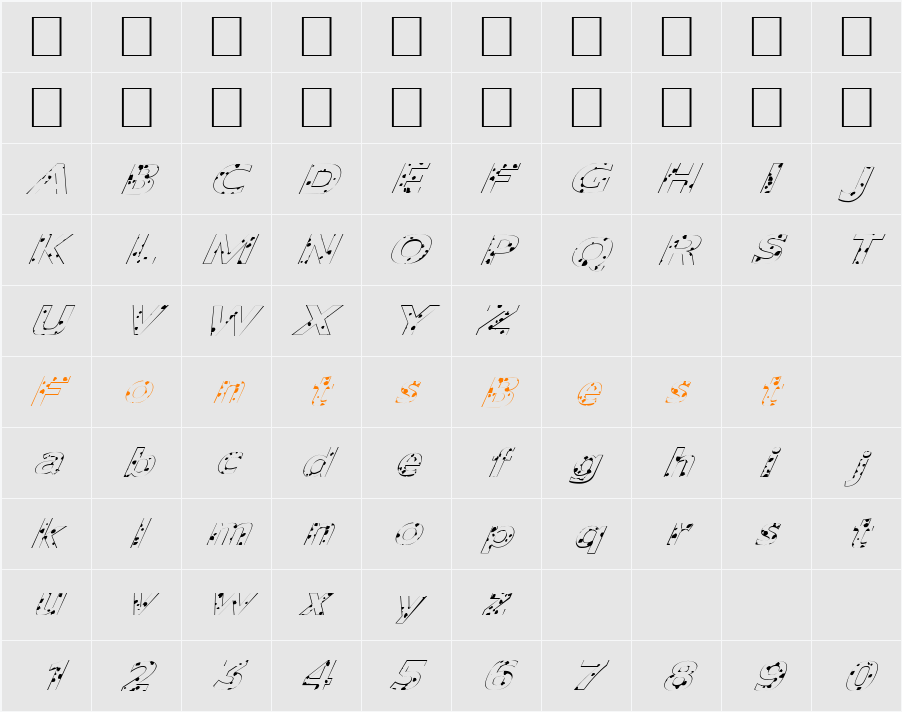 FZ BASIC 55 SPOTTED ITALIC Character Map
