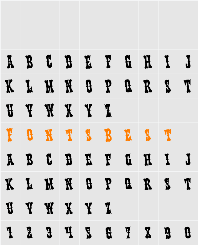 Texas Ranger Rotated Character Map