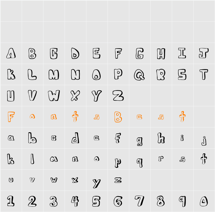 Julies Font Character Map