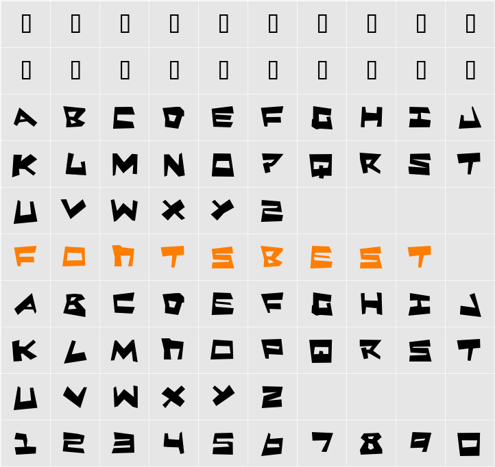 Quake & Shake Max Character Map