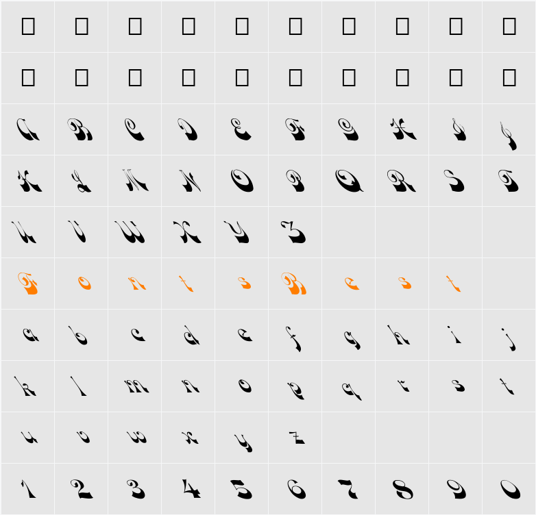 FZ JAZZY 15 LEFTY Character Map