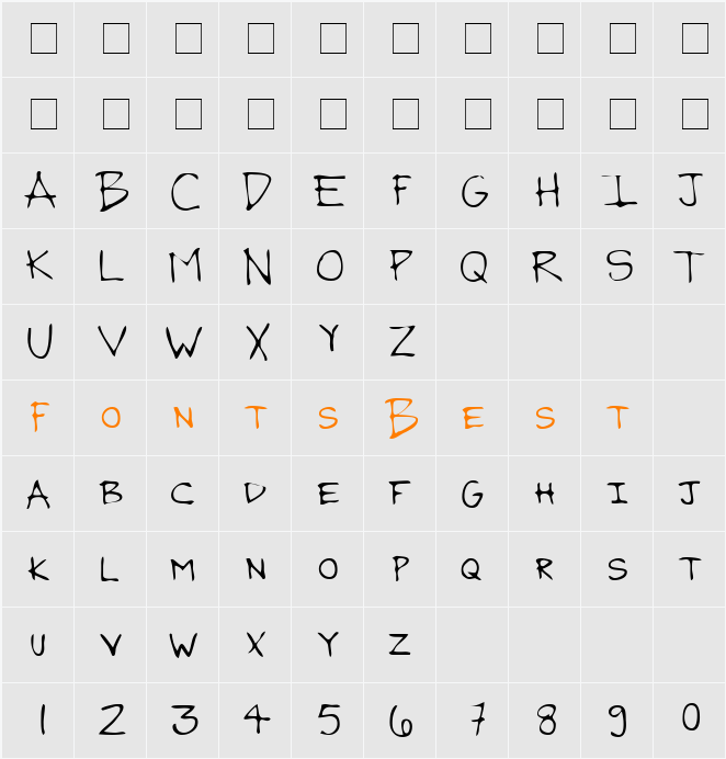 GrantsHand Character Map