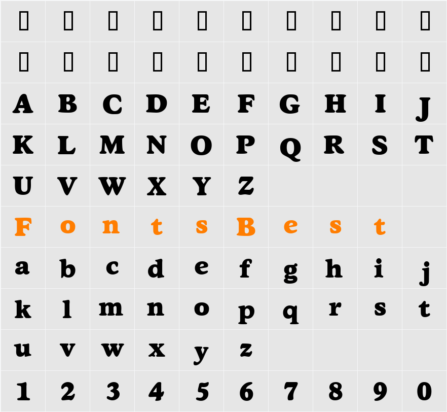 GrafeDisplaySSi Character Map