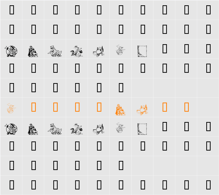 KR A Hunting We Go Character Map