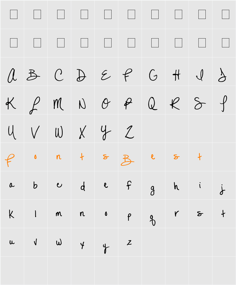 MTF Lexi Character Map