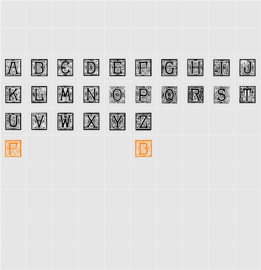 See My Etchings Character Map