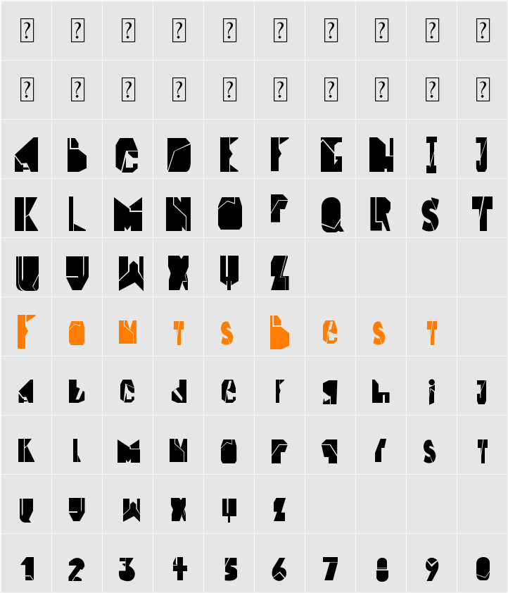 Block & middle line Character Map