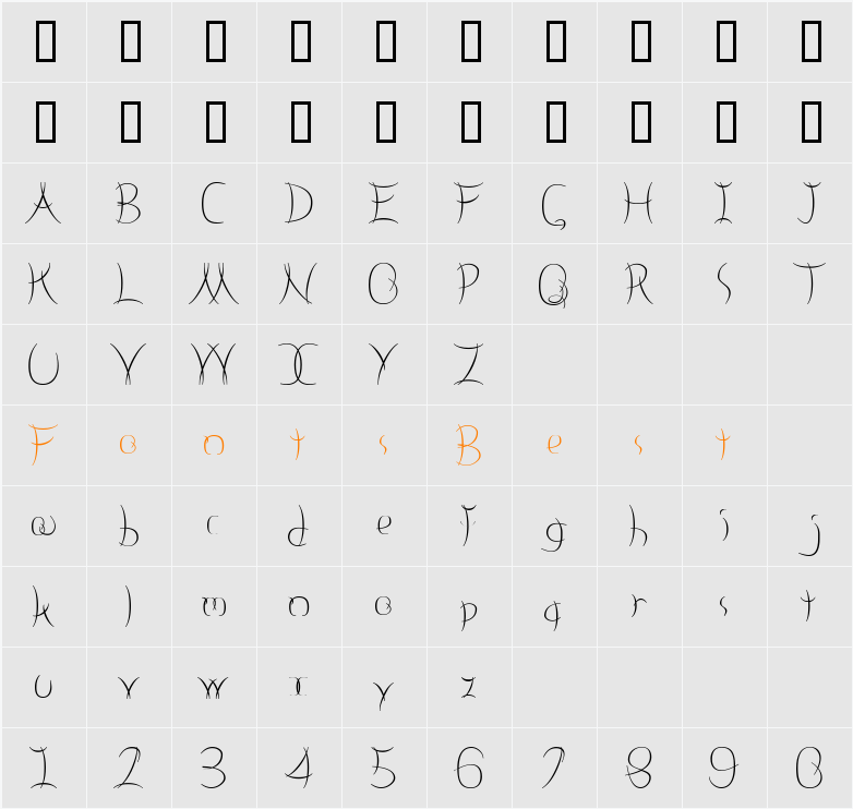 Neige Character Map