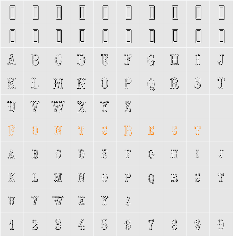 Hoedown Shadow Character Map