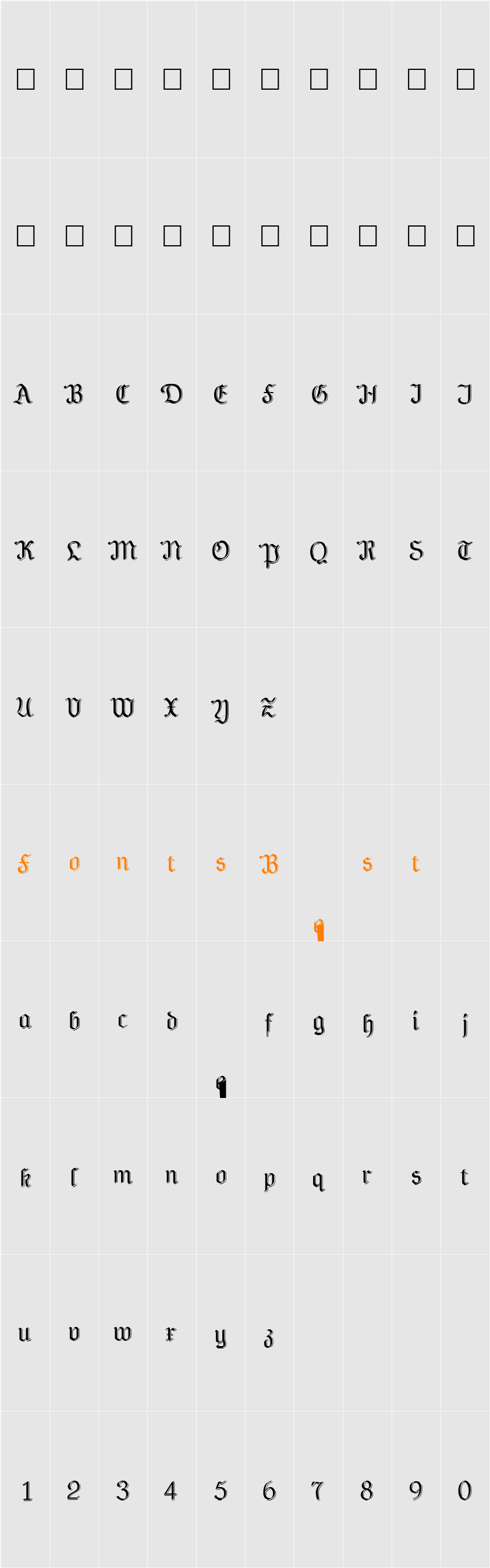 Teutonia Character Map