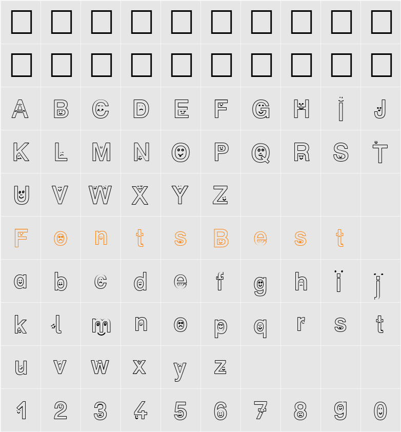 SP Face DB Character Map